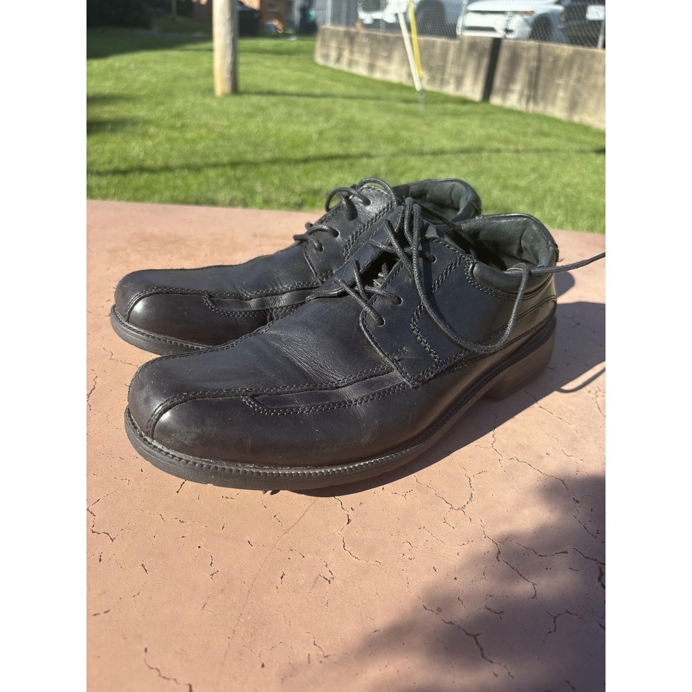 Clarks Shoes Mens Size 9 Black Leather Derby Dress Lace Up Rubber Sole Casual